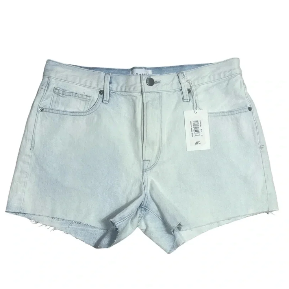 FRAME le Ultra Baggy Jean Shorts Vintage Bleached Out Blue Wash size 27